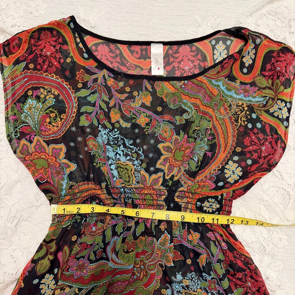 Vintage Y2K Culture Sheer Paisley Long Top Size Large - Picture 4 of 5